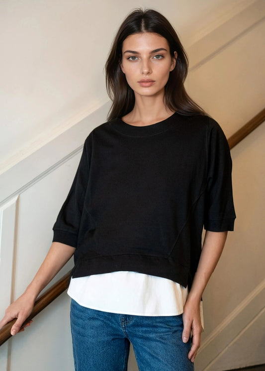 Layered Hem Short Sleeve Tee