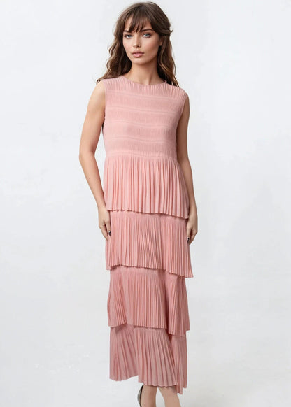 Layered Pleated Tank Dress