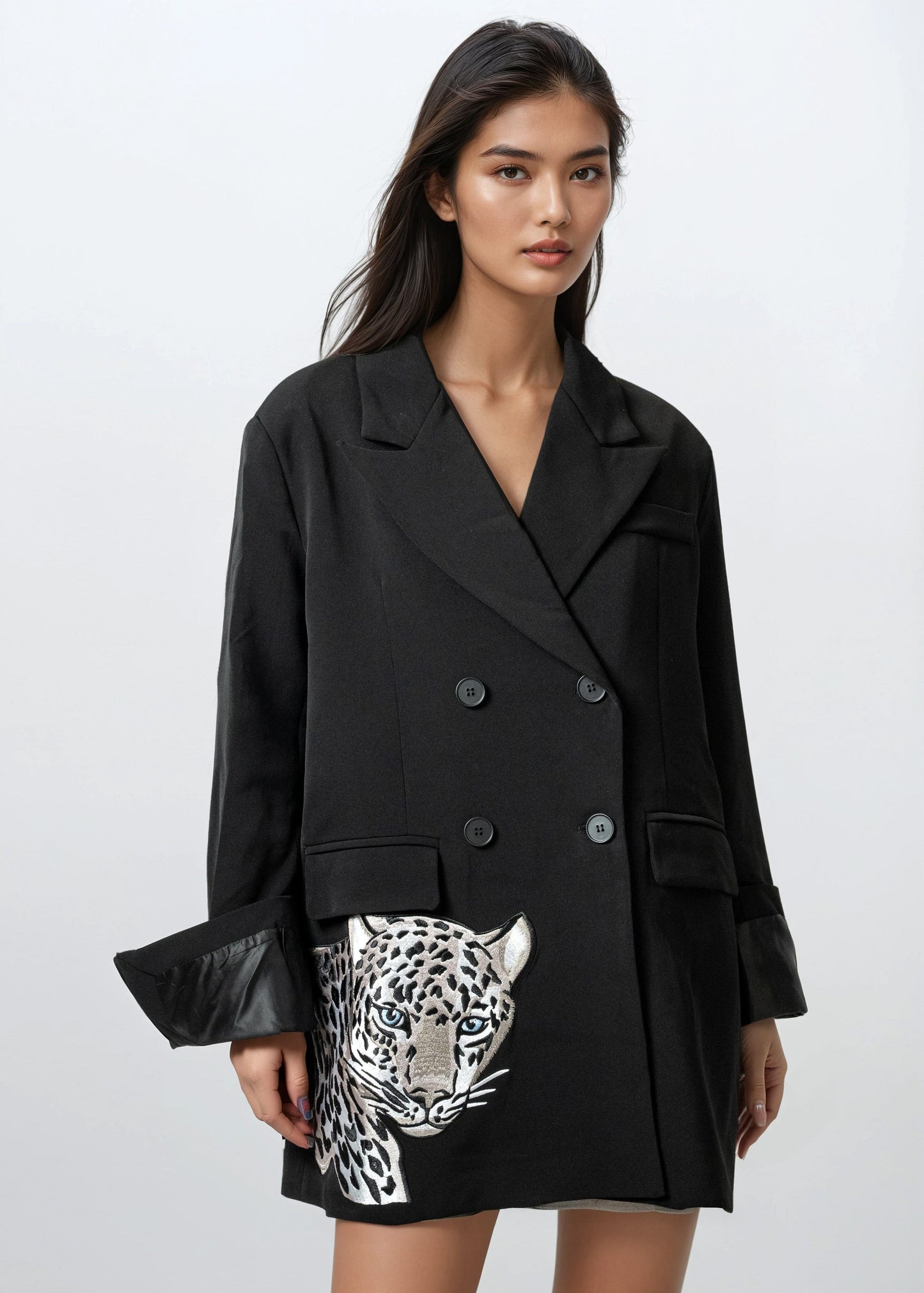 Leopard Head Embroidered Blazer