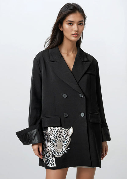 Leopard Head Embroidered Blazer