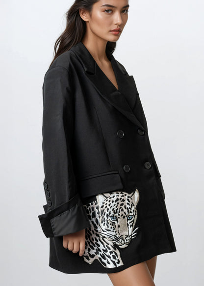 Leopard Head Embroidered Blazer