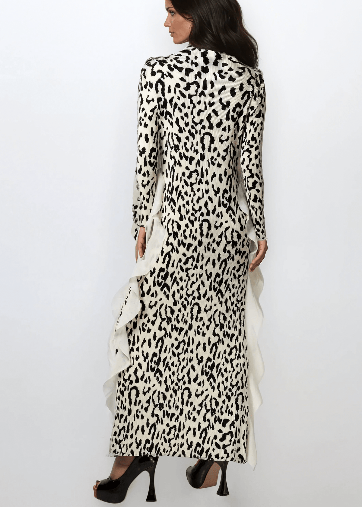 Leopard Print Ruffle Maxi Dress