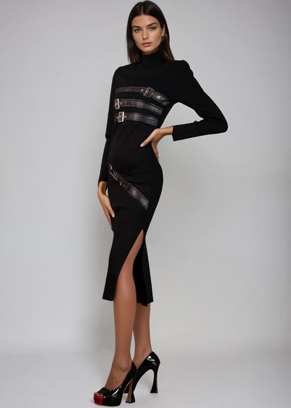 Long Buckled Knit Dress