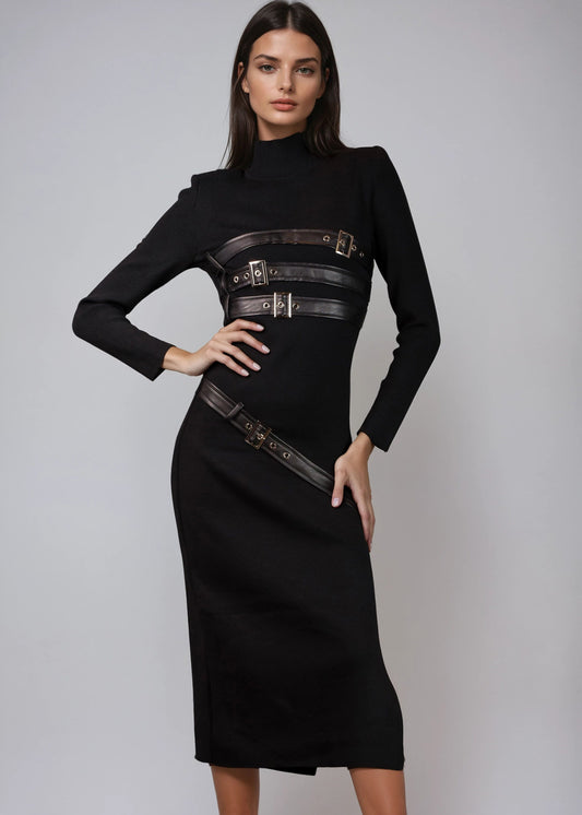 Long Buckled Knit Dress