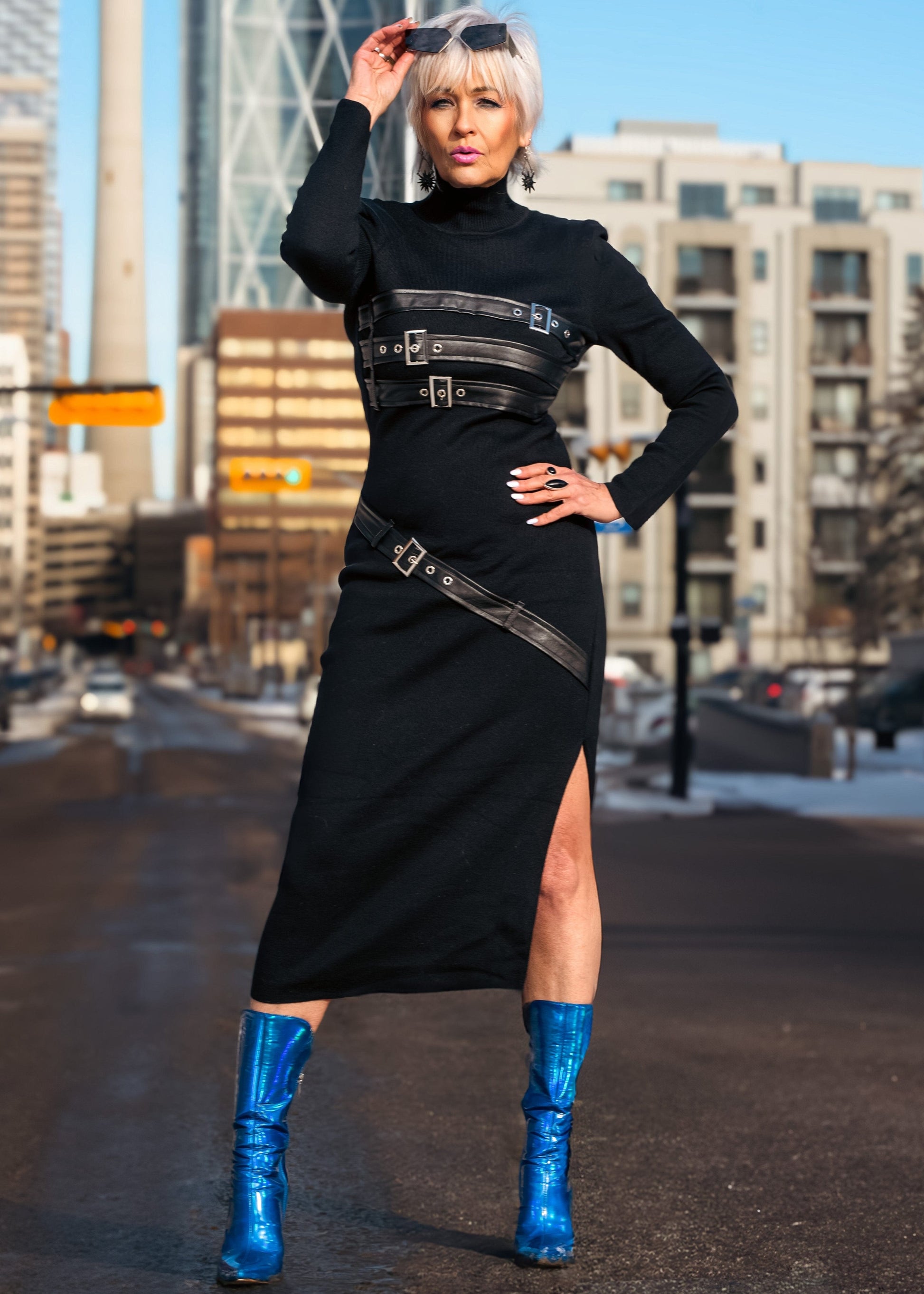Long Buckled Knit Dress