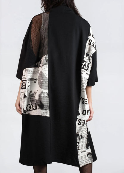 Newsprint and Mesh Kimono