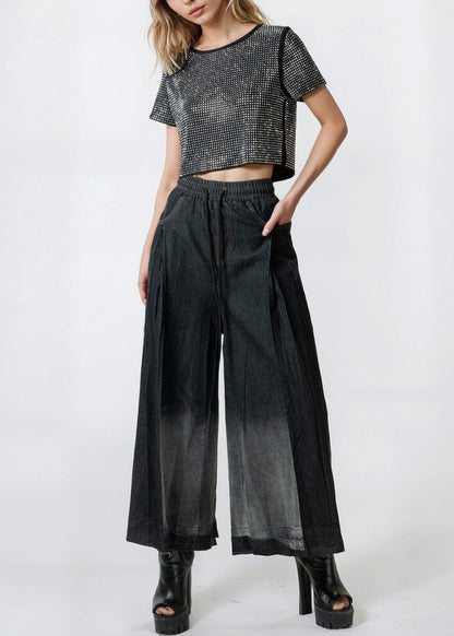 Ombre Drawstring Wide Leg Pants
