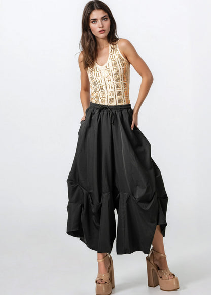 Oversized Drawstring Parachute Pants