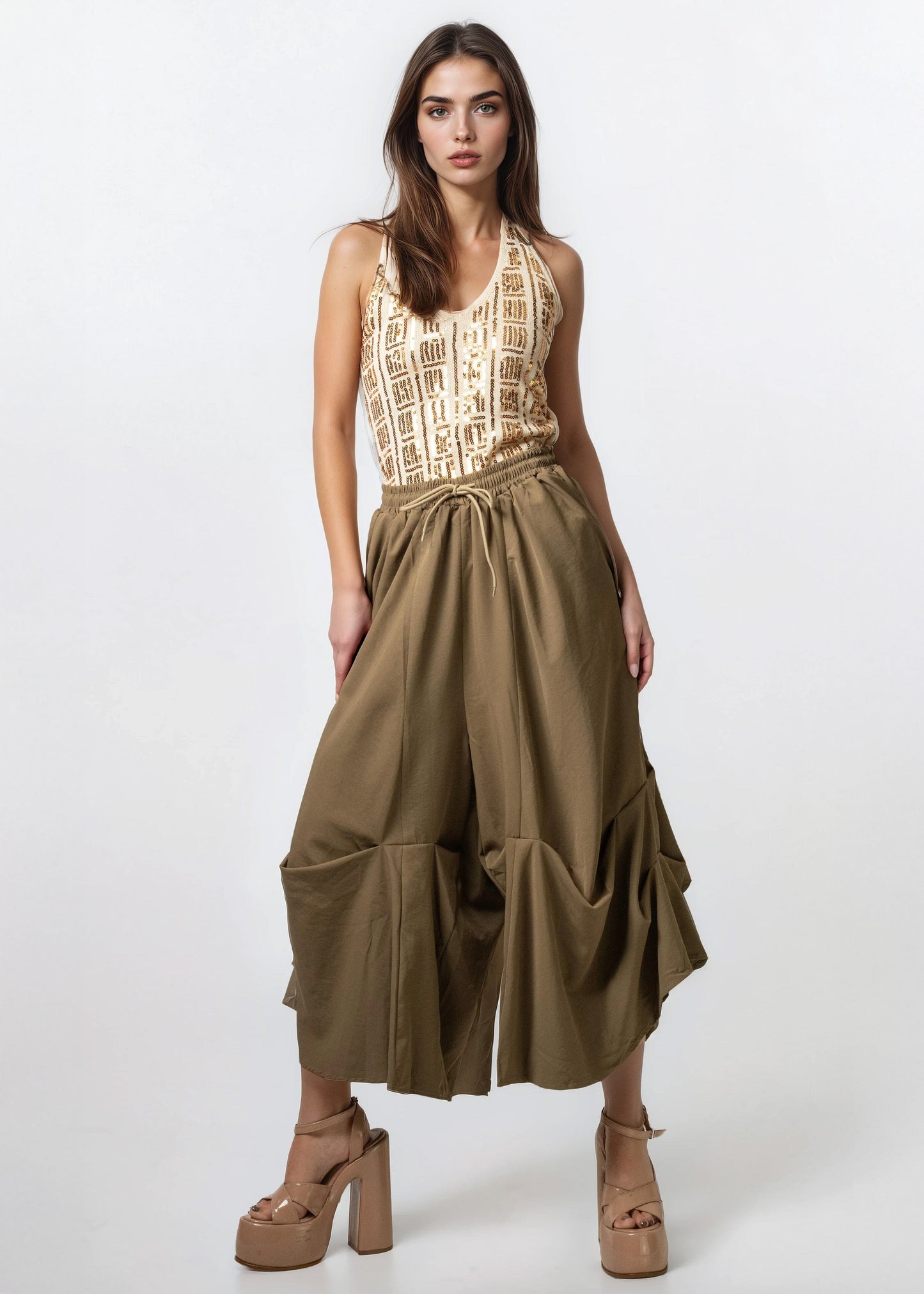 Oversized Drawstring Parachute Pants