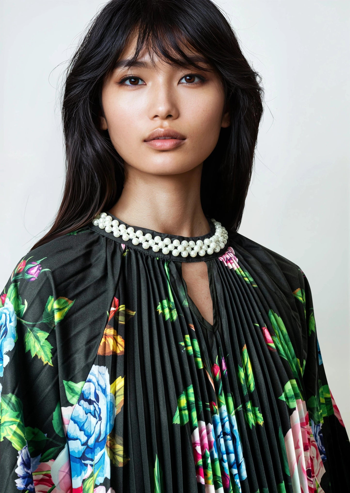Pearl Embellished Floral Midi Dress