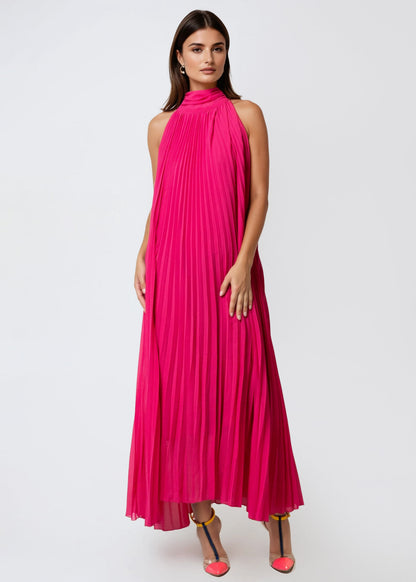 Pleated Halter Maxi Dress