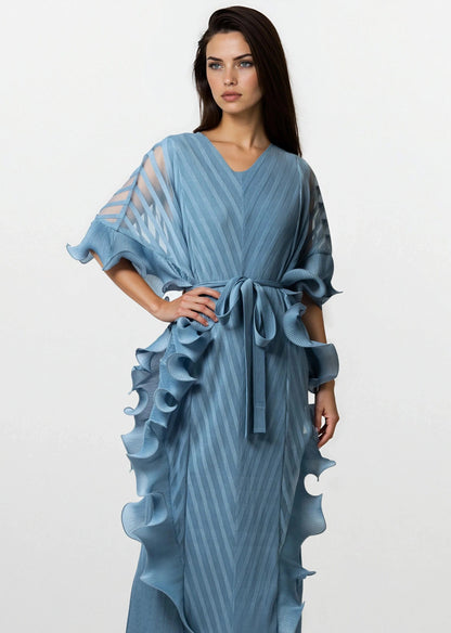 Pleated Ruffle Kaftan Dress