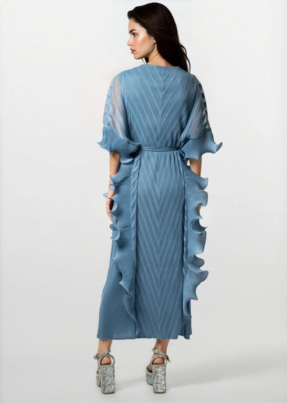 Pleated Ruffle Kaftan Dress