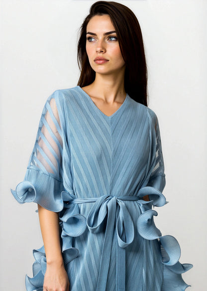 Pleated Ruffle Kaftan Dress
