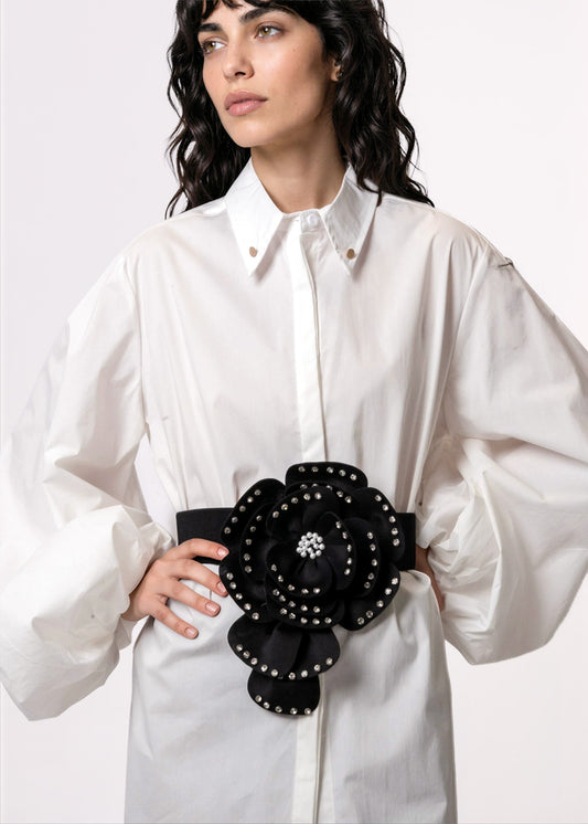 Rhinestone Flower Elastic Belt