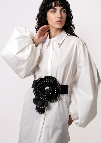 Rhinestone Flower Elastic Belt