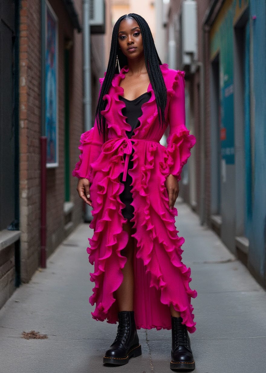 Ruffle Belted Glam Cardigan
