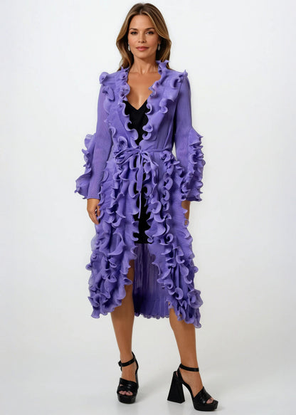 Ruffle Belted Glam Cardigan