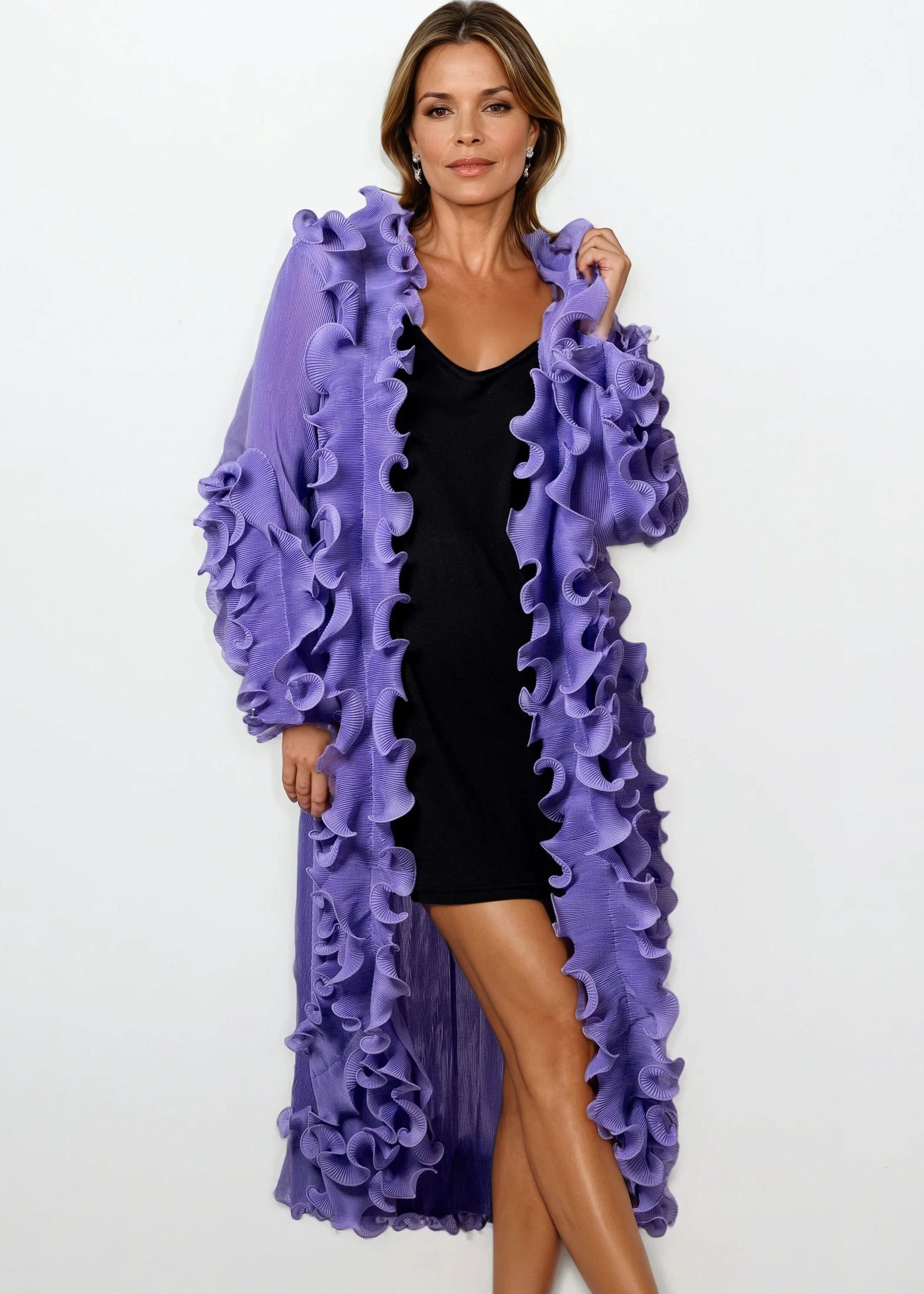 Ruffle Belted Glam Cardigan