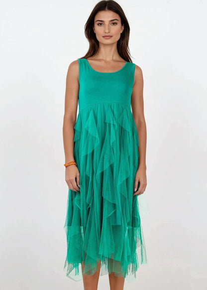 Ruffle Tulle Slip Dress