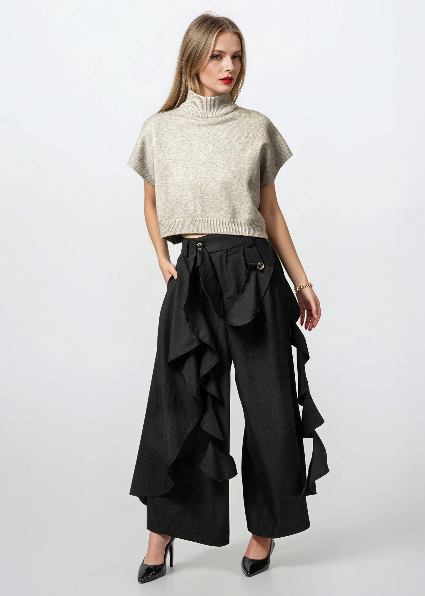 Ruffle Wrap Trousers