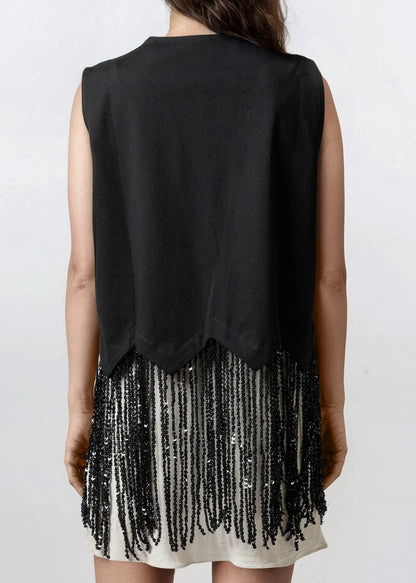 Sequin Fringe Hem Vest