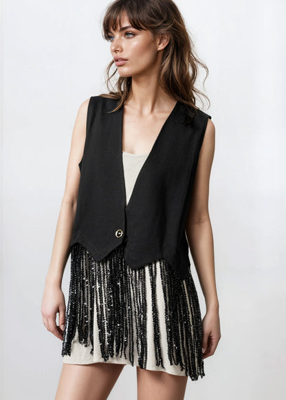 Sequin Fringe Hem Vest