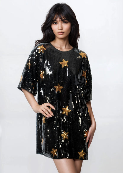 Star Sequin Tee Dress
