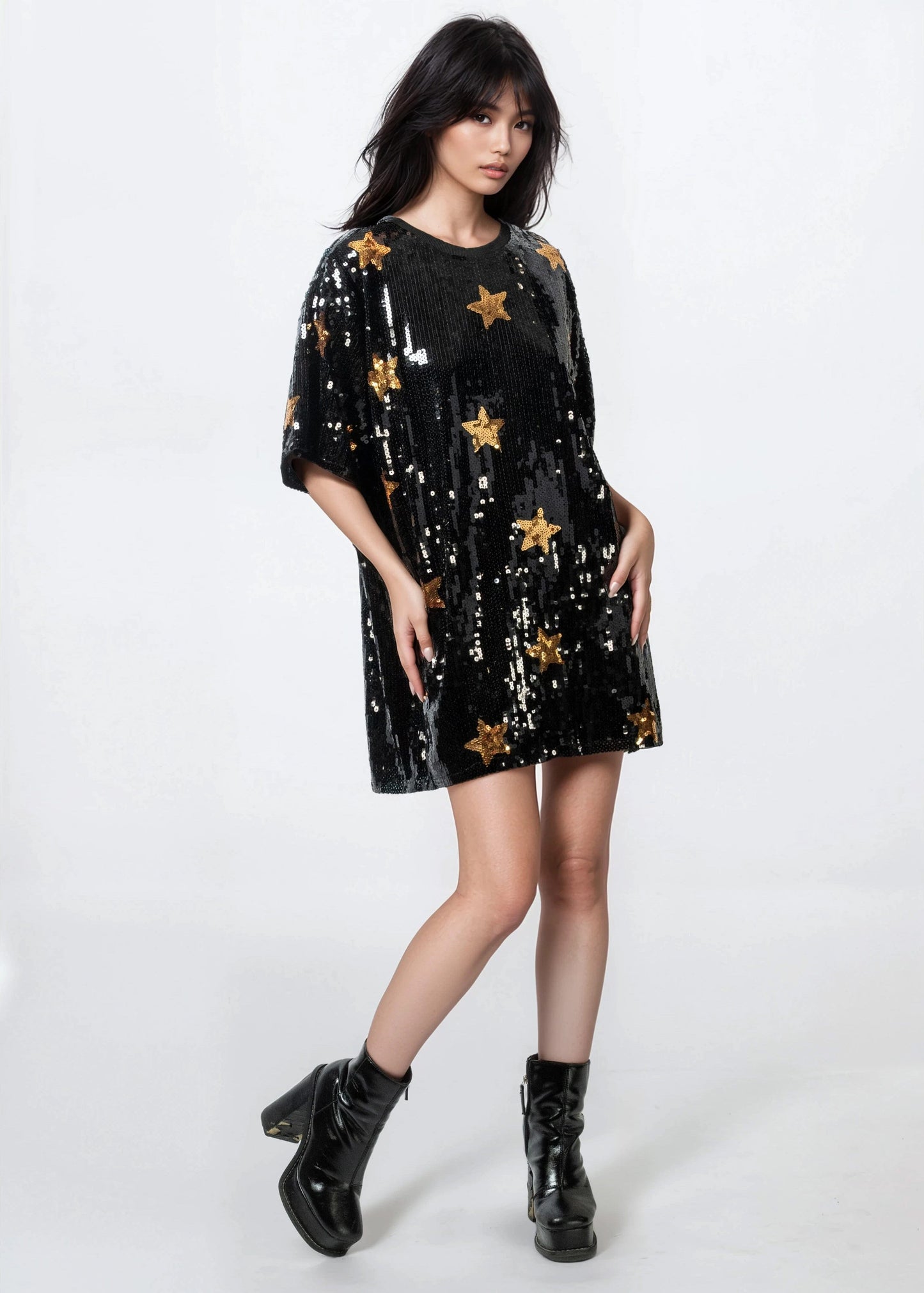 Star Sequin Tee Dress
