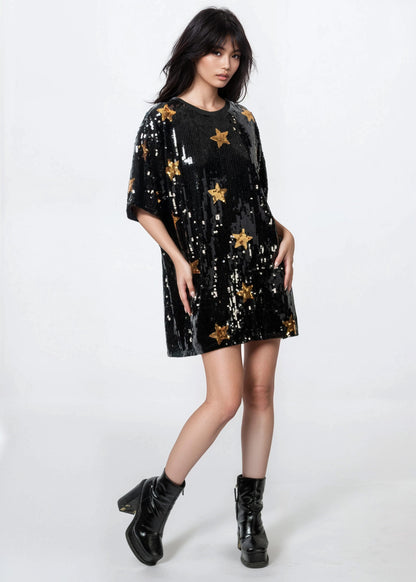 Star Sequin Tee Dress