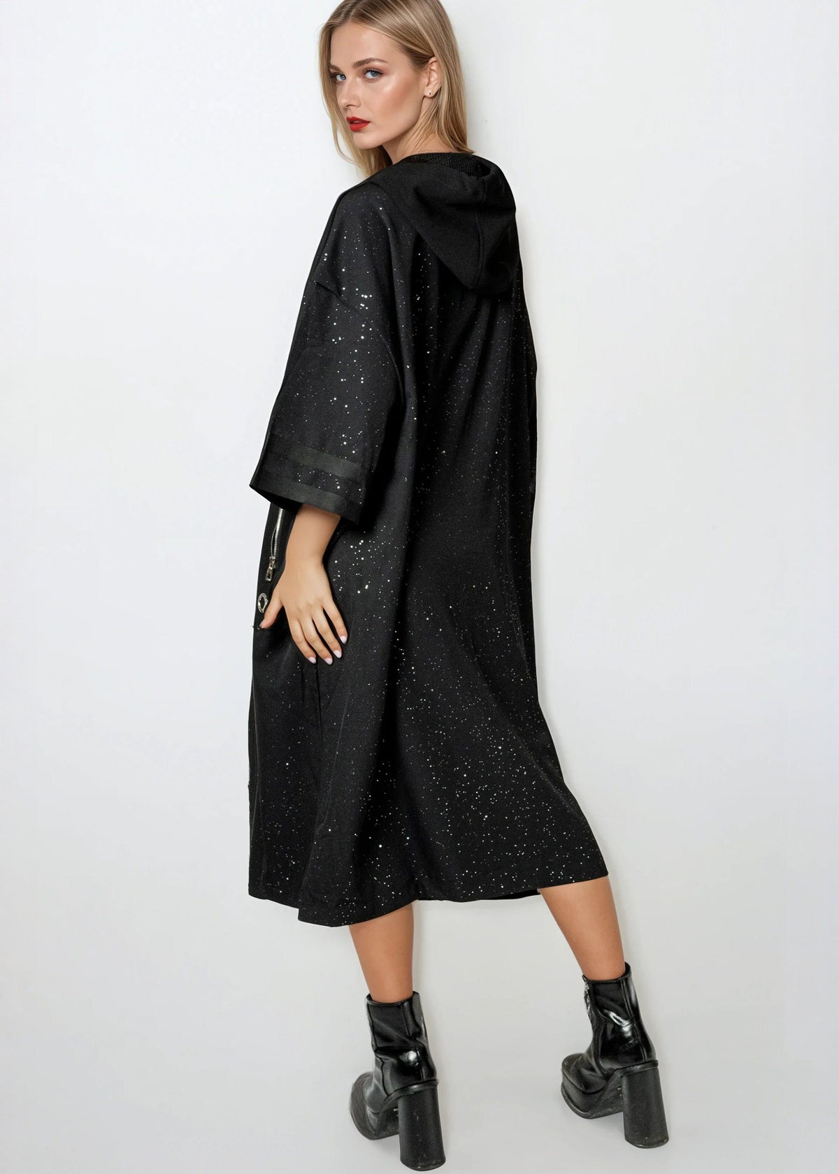 Sparkle Zip Up Hoodie Dress