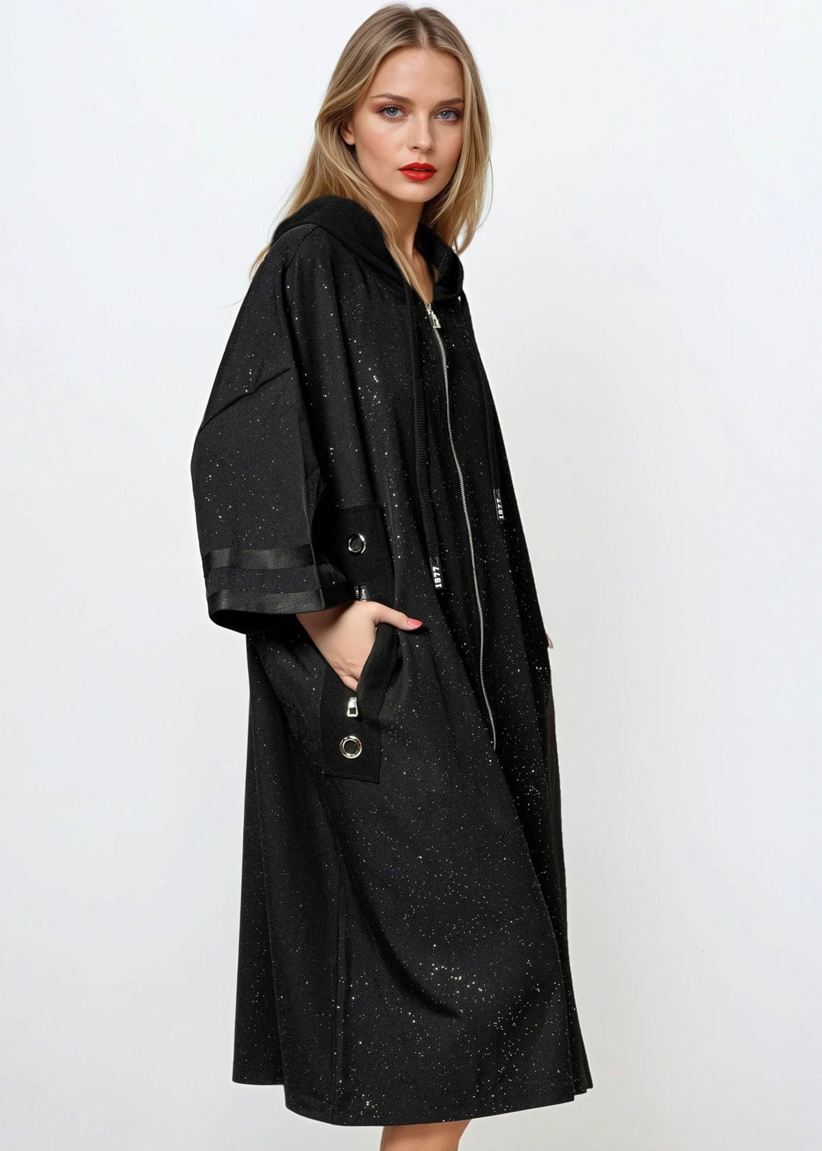 Sparkle Zip Up Hoodie Dress