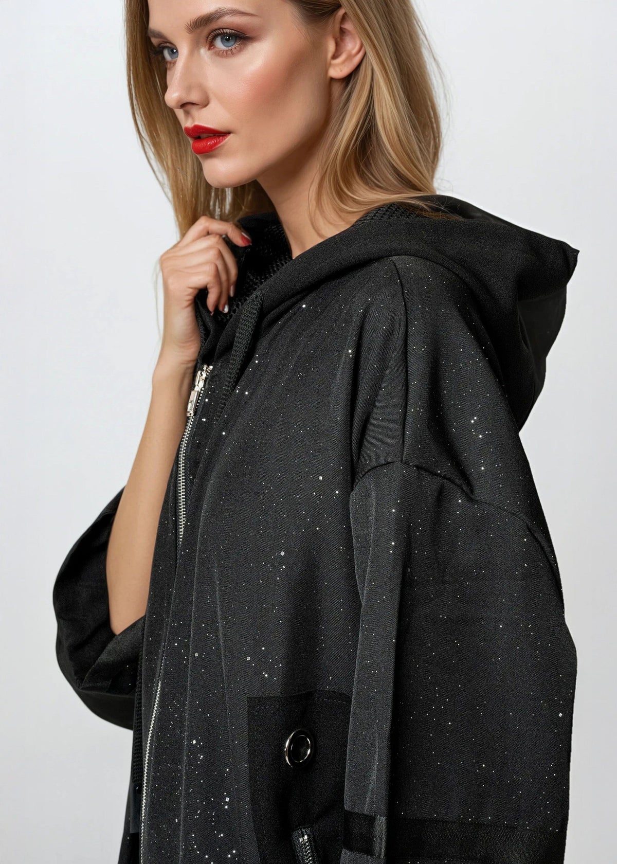Sparkle Zip Up Hoodie Dress