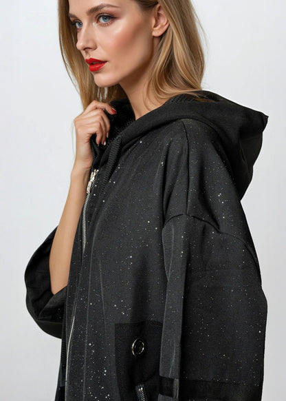 Sparkle Zip Up Hoodie Dress