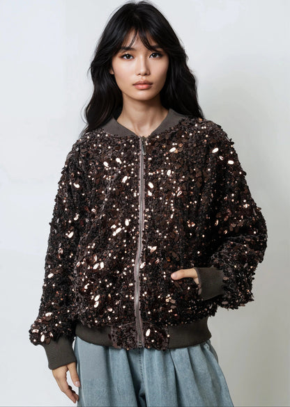 Statement Sequin Bomber Jacket