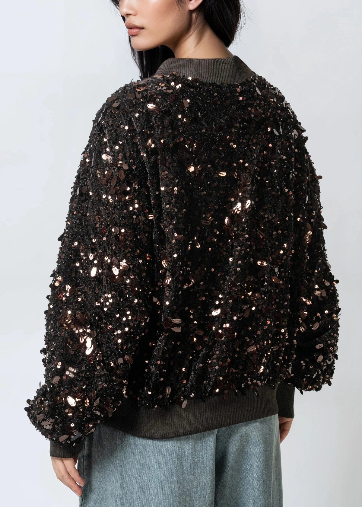 Statement Sequin Bomber Jacket