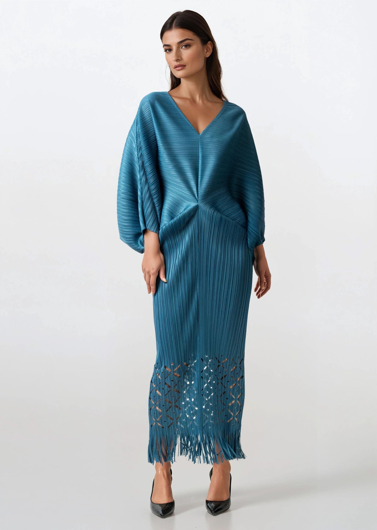 Tassel Hem Batwing Glam Dress