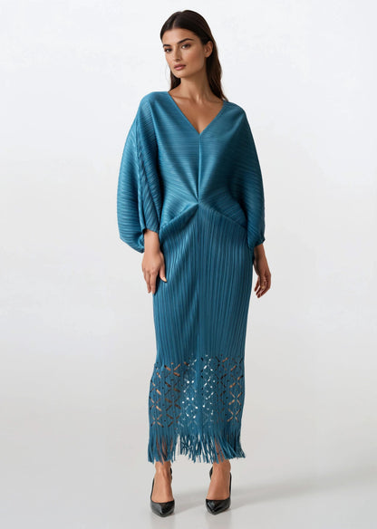 Tassel Hem Batwing Glam Dress
