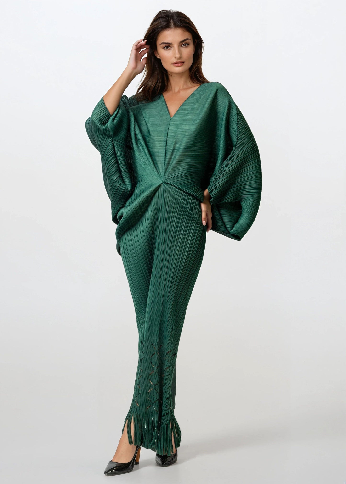 Tassel Hem Batwing Glam Dress