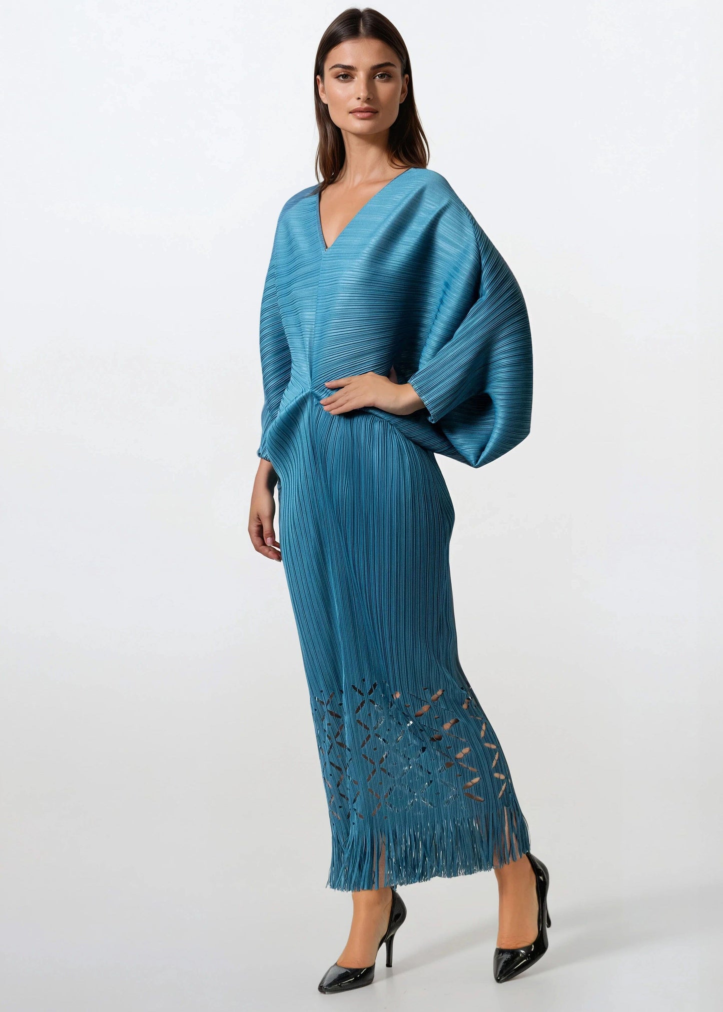 Tassel Hem Batwing Glam Dress