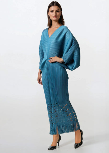 Tassel Hem Batwing Glam Dress