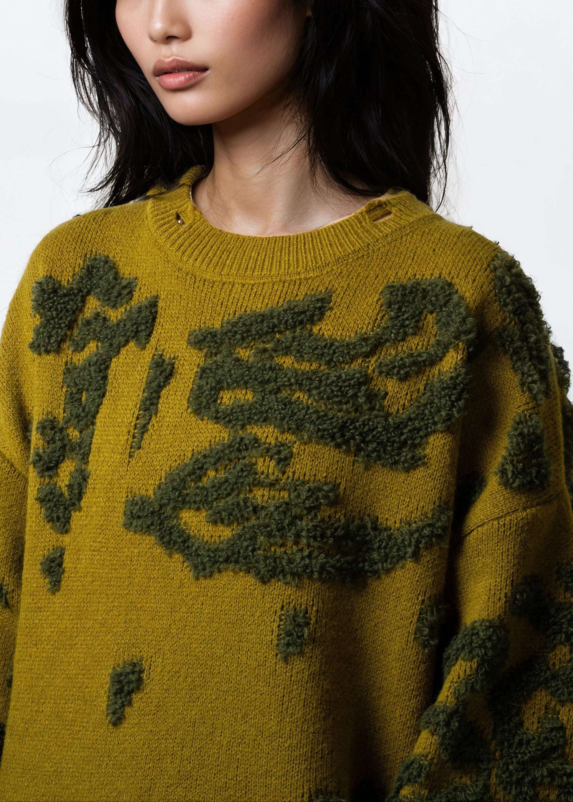 Textured Knit Tulle Sweater Dress