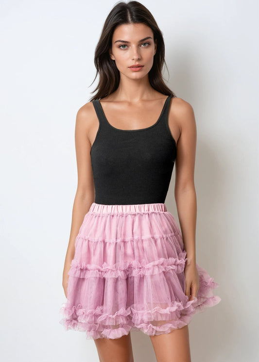 Tiered Tulle Mini Skort
