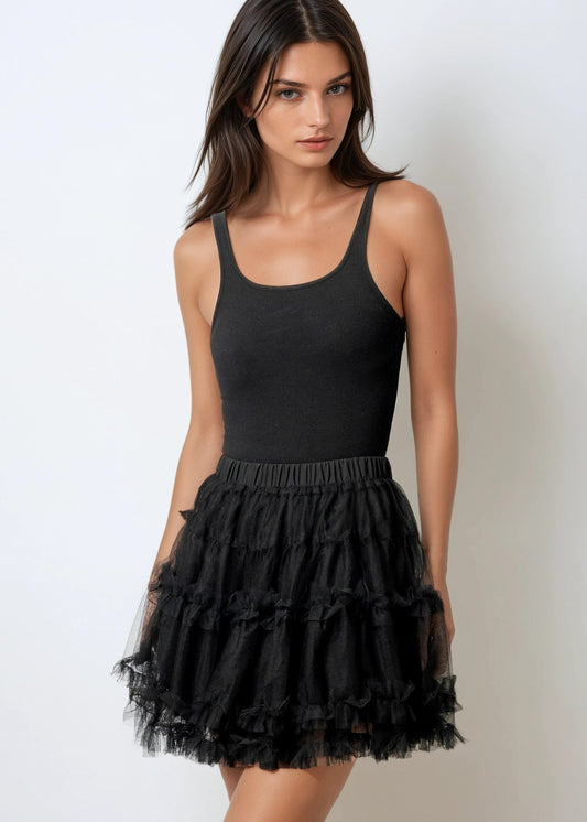 Tiered Tulle Mini Skort