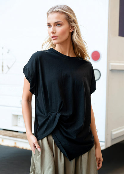 Twist Front Draped Tee