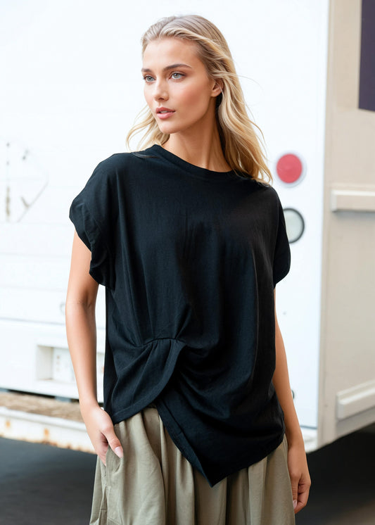 Twist Front Draped Tee