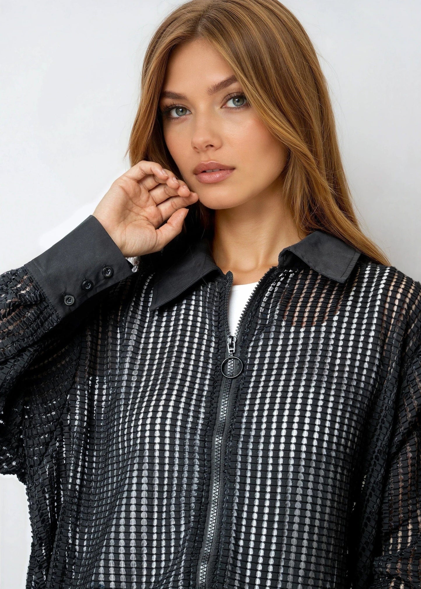 Zipped High Low Crochet Layering Piece