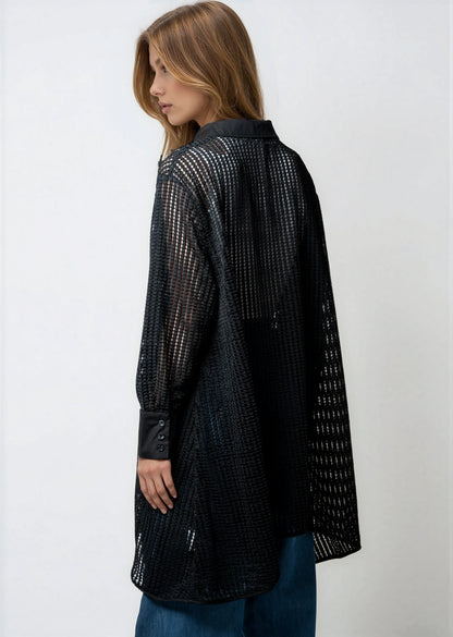 Zipped High Low Crochet Layering Piece
